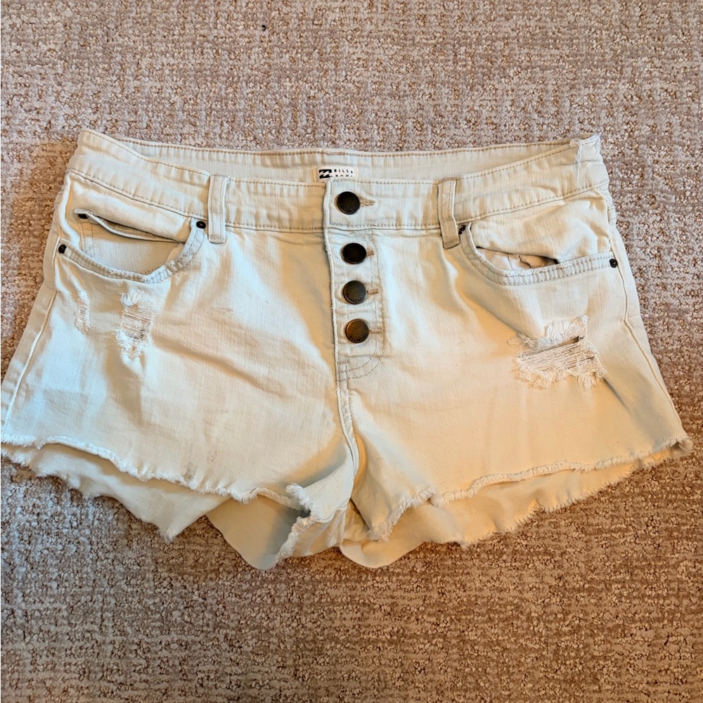 Billabong Cream Distressed Jean Shorts
